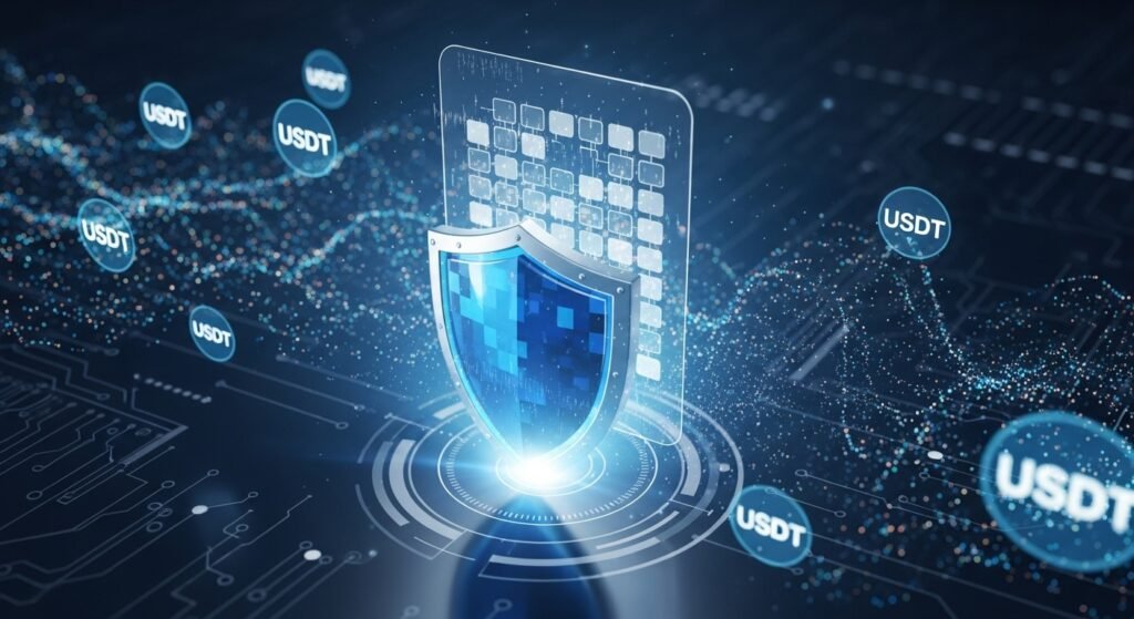 디지털 자산을 보호하는 강력한 보안 쉴드와 암호화 데이터 원장 이미지